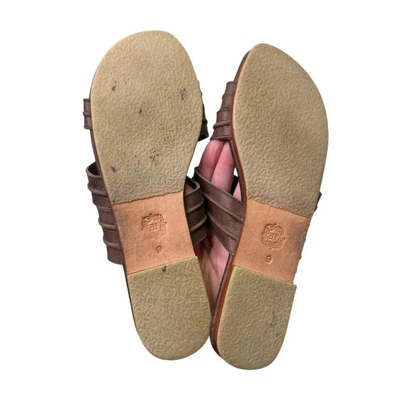 ELF Handmade Leather Sandals 9 Brown 3 Strap Boho Strappy Bali Granola Girl - Picture 11 of 11